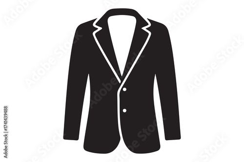 Men blazer or jacket symbol simple silhouette icon. Vector Black silhouettes. with white background