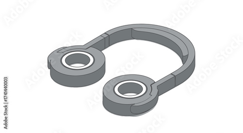 Gray U-shaped mechanical component with circular openings.