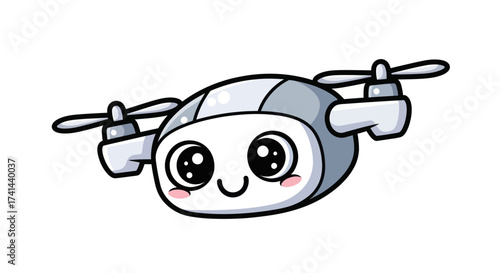 Cute Cartoon Drone with Big Eyes and a Smiling Face.