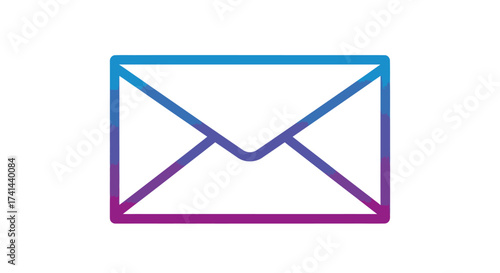 Gradient Blue Purple Line Art Envelope Icon.