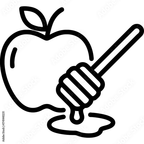 Minimalistic apple and honey icon design