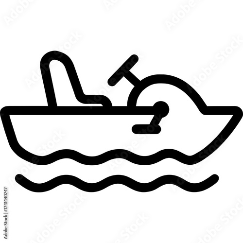 Minimalistic pedal boat icon with clean lines
