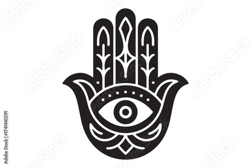 Hamsa symbol sign silhouette icon. Vector Black silhouettes. with white background