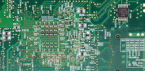 Computer printed circuit board with electronic components after used.