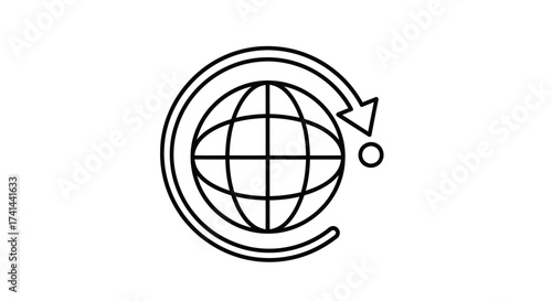 Global Refresh Icon with Circular Arrow Around a Stylized Earth.