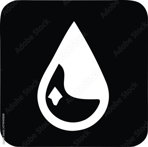 Simple white water drop icon silhouette design clean liquid symbol graphic element for digital and print applications