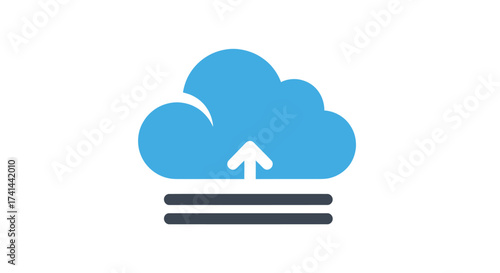 Blue cloud icon with upward arrow indicating data upload.