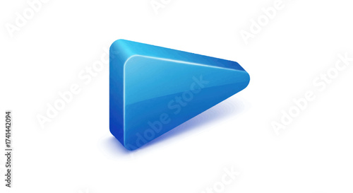 Glossy Blue Play Button Icon with Sharp Edges.