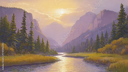 Impressionistic Mountain Sunset