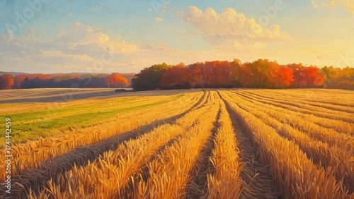 Golden Hour Harvest Field