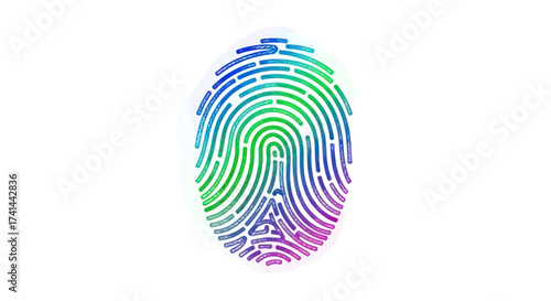 Colorful Fingerprint Illustration with Unique Ridge Patterns.