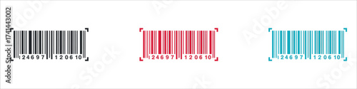Collection of parallel barcode icons in multiple colors, representing digital identity — vector illustration