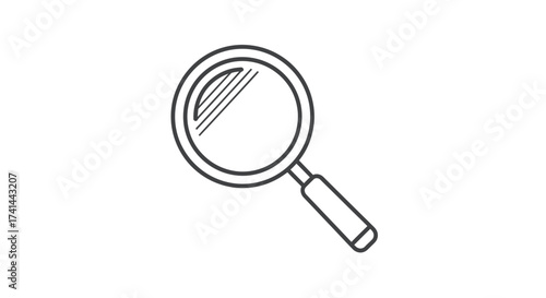 Simple Line Drawing of a Magnifying Glass with Handle.