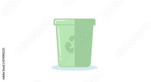 Light Green Recycling Bin with Recycle Symbol for Waste Sorting and Environmental Awareness.