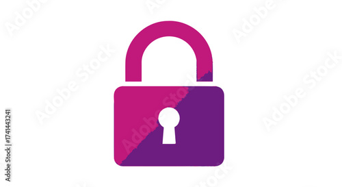 Vibrant Purple and Pink Gradient Padlock Icon for Digital Security.