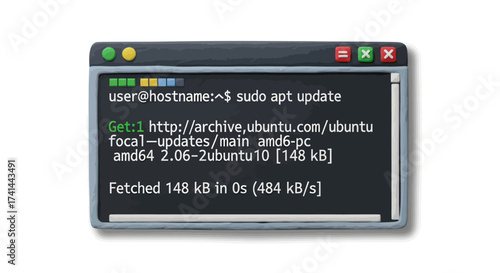 Ubuntu Terminal Window Displaying Update Process with Command Line Interface.