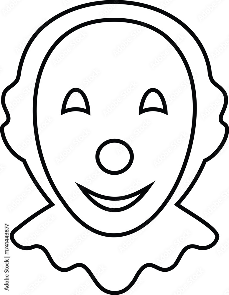 Fototapeta premium Simple smiling clown face line art