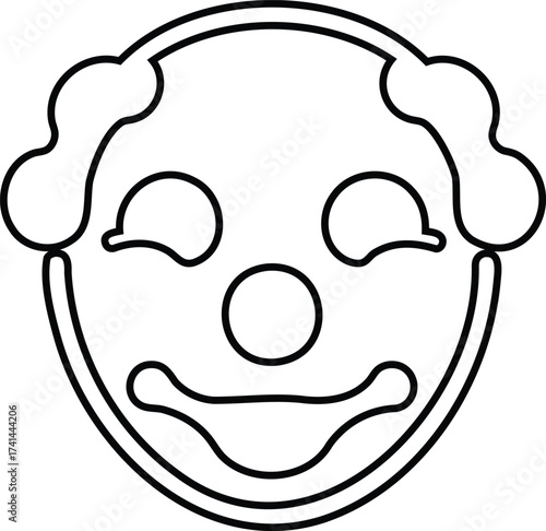 Smiling clown face simple line icon

