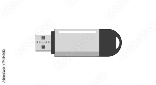 Silver USB Flash Drive with Black Cap for Data Storage and Transfer.