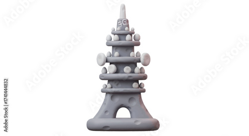 Miniature Gray Communication Tower Model with Antennas.