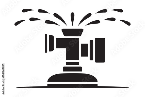 Garden automatic sprinkler sign simple icon. Vector Black silhouettes. with white background