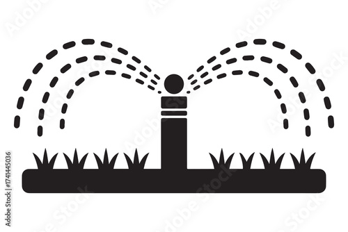 Garden automatic sprinkler sign simple icon. Vector Black silhouettes. with white background