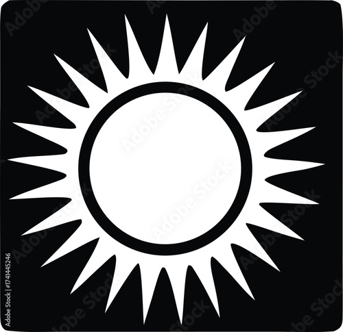 Stylized sun symbol icon a bright celestial object with radiant rays a cosmic emblem for energy and warmth