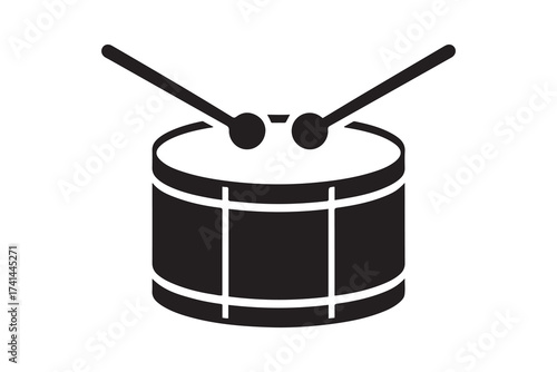 Snare drum simple icon. Vector Black silhouettes. with white background