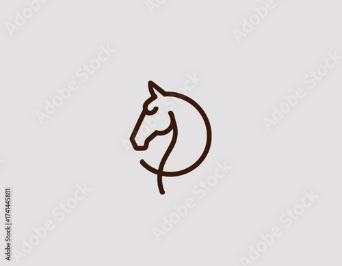 A minimalist line drawing of a horse's head, merging art and elegance, representing grace, freedom, and the beauty of horses in a visually appealing abstract format.