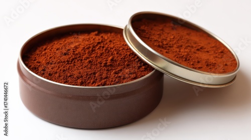 Brown spices powder in open container