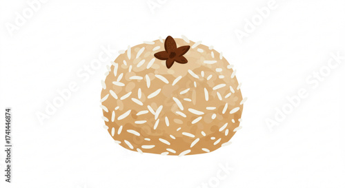 Sweet coconut dessert ball with white sprinkles on top, Beijinho  