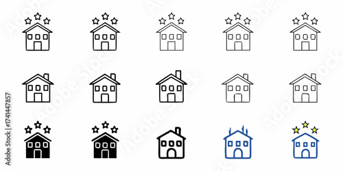 Discover top-rated homes and properties with these versatile house rating icons, perfect for real estate and hospitality branding