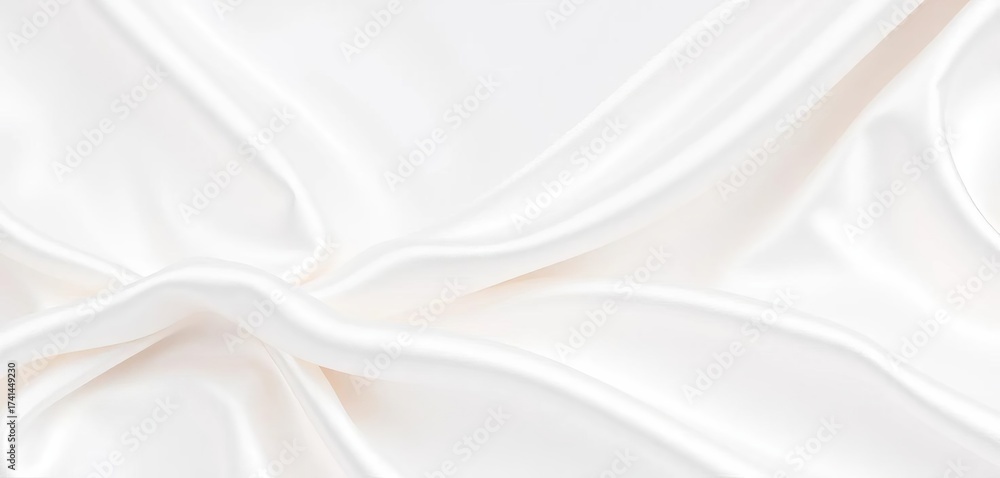 Naklejka premium Pure white satin fabric, luxurious smooth texture, elegant backdrop, abstract, background
