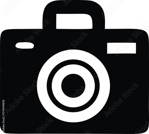 Classic digital camera icon simple silhouette object photography symbol modern compact device for capturing memories simple and clean