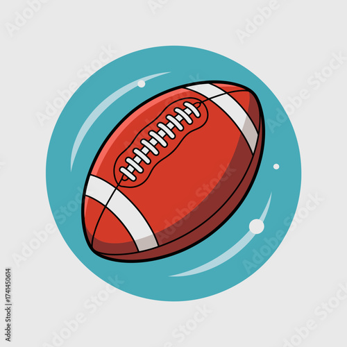 An artistic representation of a red American football against a vibrant blue backdrop, evoking sports enthusiasm and excitement in the spirit of the game.
