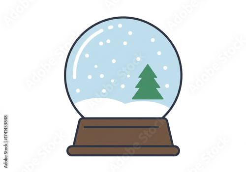 Capture the magic of the holidays with this snow globe featuring a cute little Christmas tree and falling snowflakes, perfect for winter cheer and festive ads