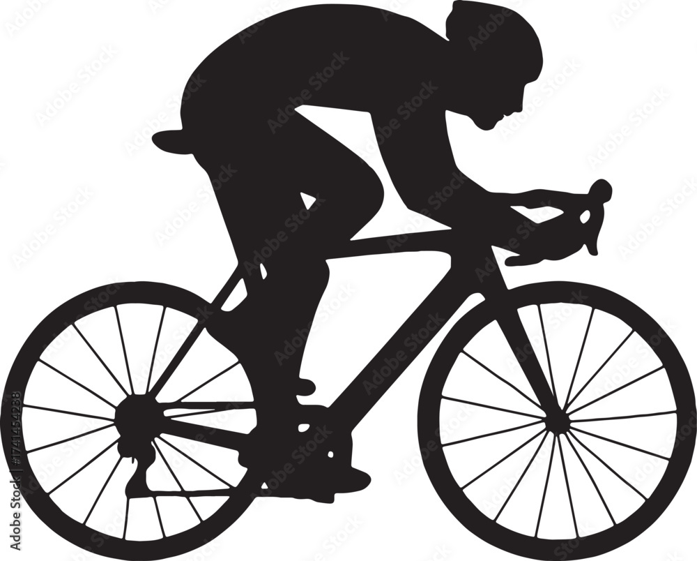 Fototapeta premium Cyclist Silhouette Road Bike Racing Cycling Sport Activity Vector Icon Design