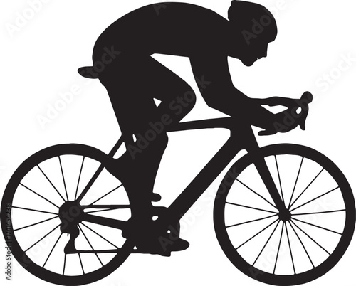 Cyclist Silhouette Road Bike Racing Cycling Sport Activity Vector Icon Design
