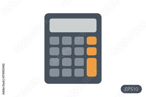 Calculator icon flat design vector illustration. Financial math tool for accounting, business, and education. Simple minimalist electronic device for calculation and budget.