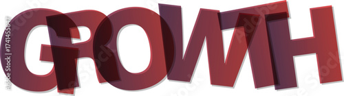 Growth concept with overlapping red letters on white background illustration