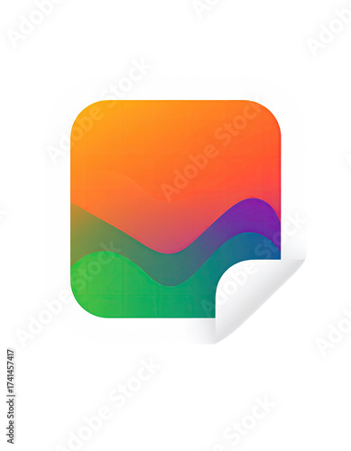 Sticker of a colorful landscape graphic