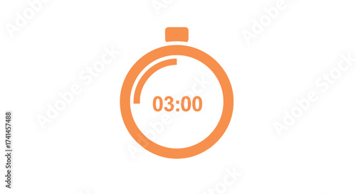 Orange Stopwatch Icon Displaying Three Minutes.