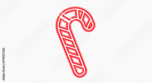 Quadro su tela Glowing Red Neon Candy Cane Icon.