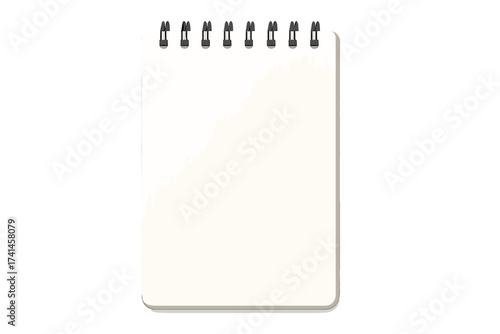 Realistic blank spiral notepad isolated on white background. Empty notebook with clean pages for mockup. Vector illustration of office and school supplies. Paper for taking notes.