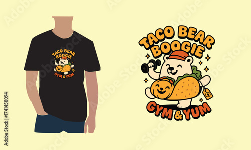 Taco Bear Boogie Gym & Yum Fun T-shirt Design