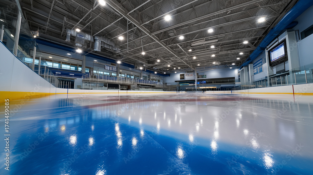Fototapeta premium Comprehensive ice arena facility management services incorporating rink maintenance and venue operations enable hockey organizations to maintain optimal playing conditions for trai