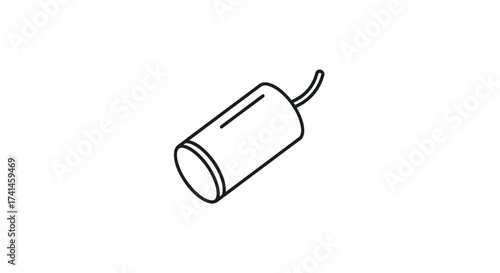 Bild auf Leinwand Simple Line Drawing of a Cylindrical Muffler with a Tailpipe.