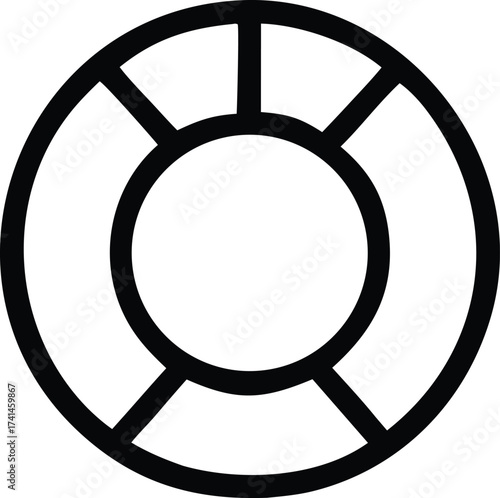 Lifebuoy ring icon silhouette simple geometric safety symbol rescue device symbol for water safety and emergency assistance