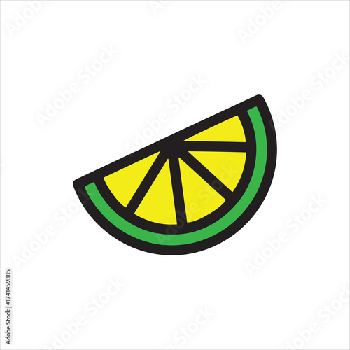 Vibrant citrus fruit slice with green rind and yellow pulp simple graphic