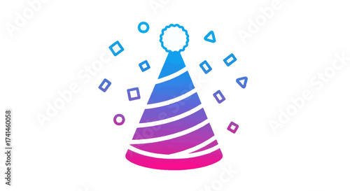 Festive Party Hat with Colorful Confetti Celebration.